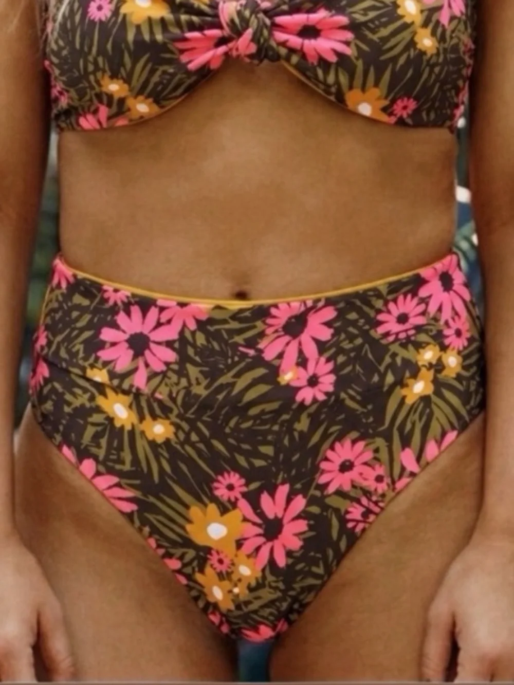 Aerie - Flower Print High-Rise Cheeky Bikini Bottoms - Picture 2 of 5